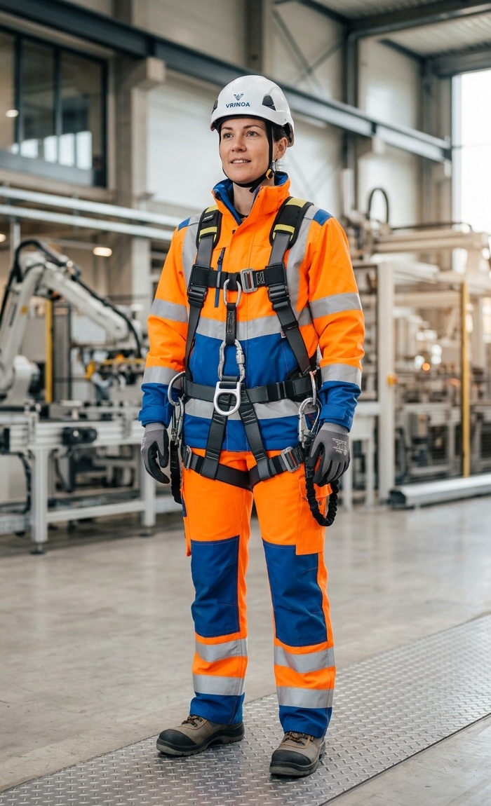 Worker wearing VRINDA certified full-body protection system