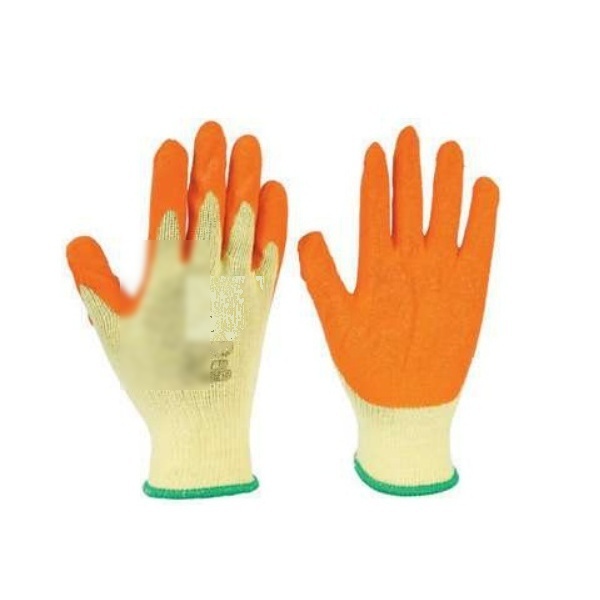 AK-HP-02 Crinkled Latex Coated Knitted Work Gloves (Orange / Grey)