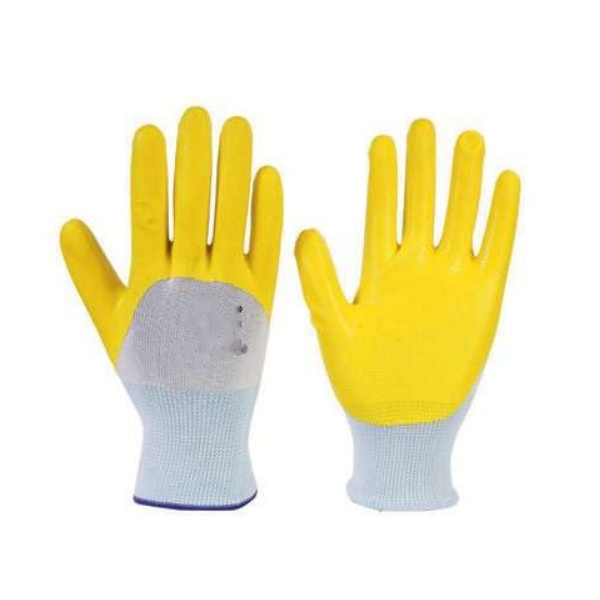 AK-HP-05 75% Back-Dip Nitrile Coated Heavy Industrial Gloves (Blue / Yellow)
